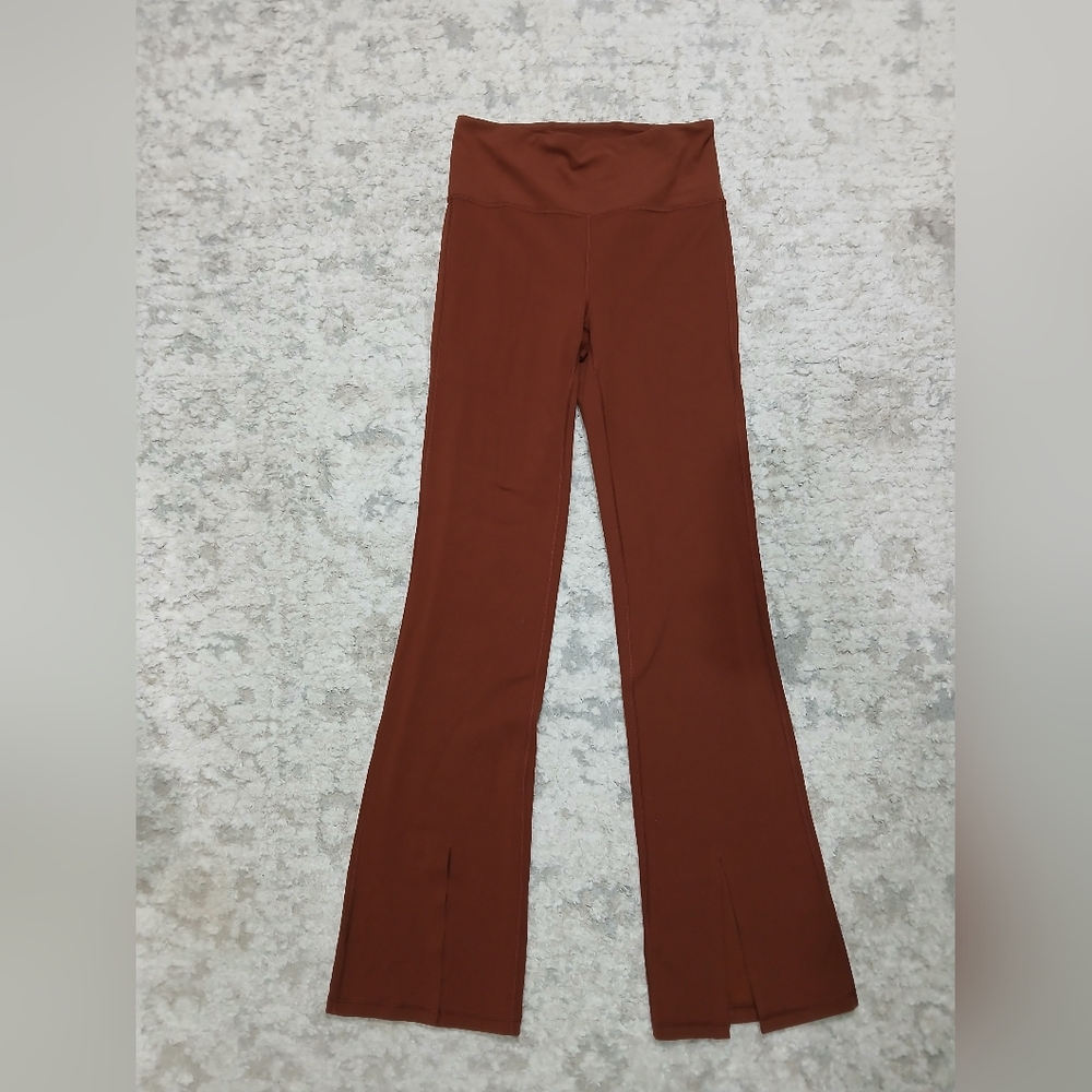 Athleta Womens Orange Flare Slit Leggings ~ Size S